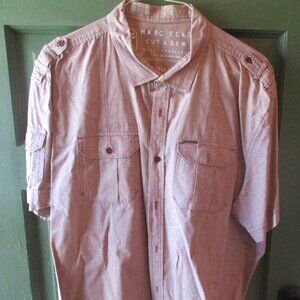 Marc Ecko Cut & Sew Men's Burgundy Short Sleeved Button-Up Dress Shirt Sz. 2XL